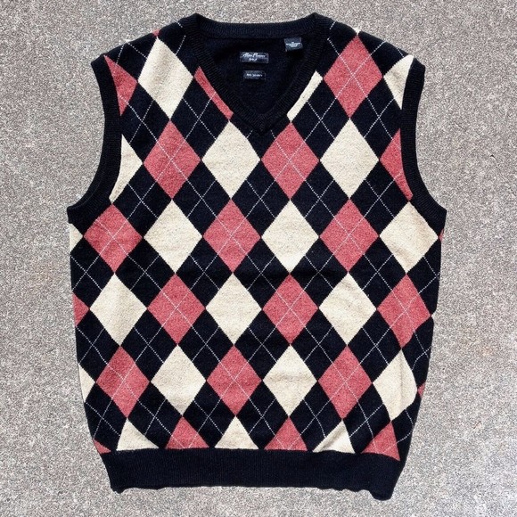 Alan Flusser Other - Alan Flusser Golf 100% Cashmere Argyle Pullover Sweater Vest - Size Medium
